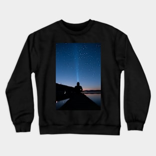 Man Gazing at the Stars by the Lake Crewneck Sweatshirt